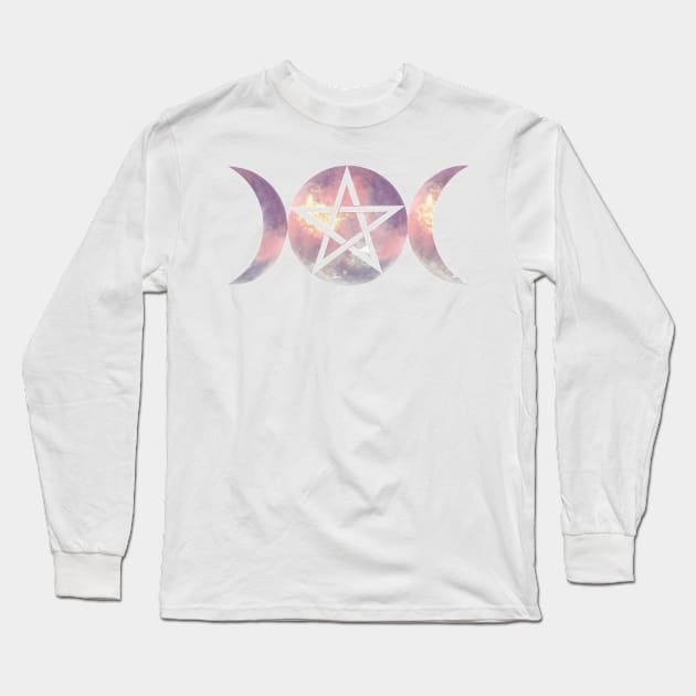 Triple Moon with Star Long Sleeve T-Shirt by 3vaN